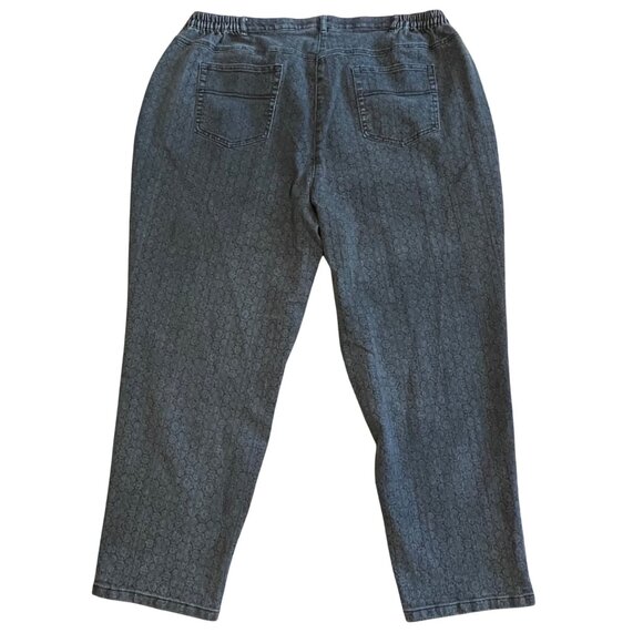 Allison Daley Plus Crop Jeans Gray Black Floral Print Stretch Waist Panels 22W - Picture 2 of 15